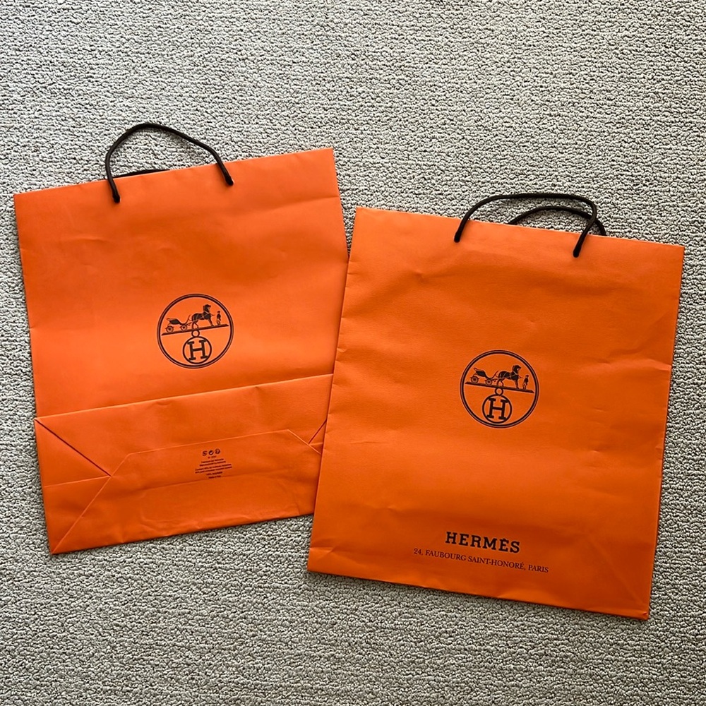 Set of 2 - Hermes shopping bag (16.5in x 18in)